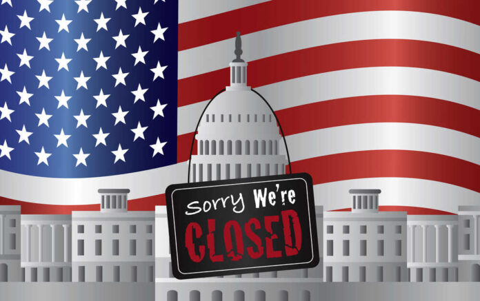 Washington,Dc,Us,Capitol,Building,With,We,Are,Closed,Sign