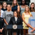 Vice President Kamala Harris speaking to a group.