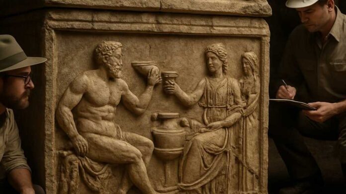 A,Realistic,Photo,Of,An,Ancient,Roman,Sarcophagus.,On,The