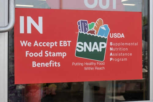 food-stamp-snap2314801055 Sign stating acceptance of EBT food stamp benefits