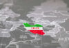 Map highlighting Iran with its national colors
