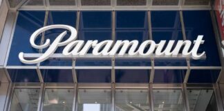 Paramount sign displayed on a building exterior