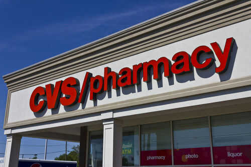 CVS pharmacy storefront with building signage visible