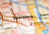 Close-up view of a map highlighting Torrance