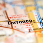 Close-up view of a map highlighting Torrance