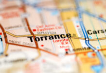 Close-up view of a map highlighting Torrance