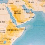 Map showing countries in the Middle East and East Africa