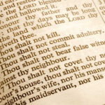 Open Bible page displaying the Ten Commandments