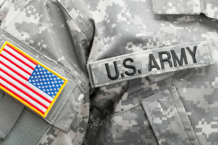 US Army uniform with American flag patch