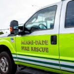 Miami-Dade Fire Rescue vehicle parked at an intersection