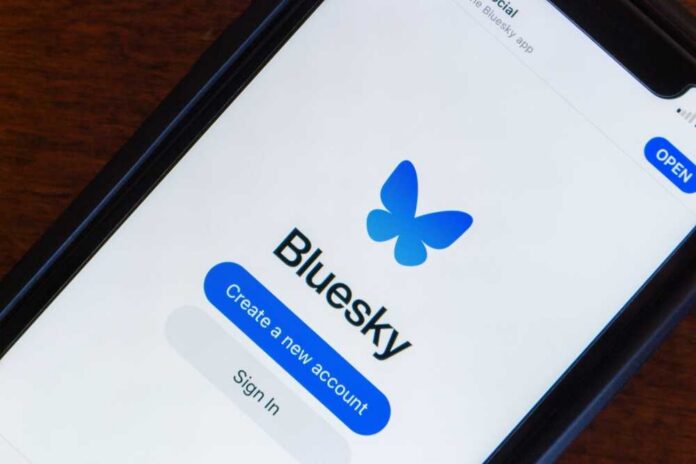 Vancouver,,Canada,-,Dec,22,2023,:,The,Website,Of Mobile phone displaying the Bluesky app login screen