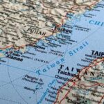 Map showing Taiwan and parts of China, including cities and geographical features