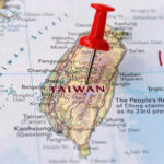 Map with red pin on Taiwan island