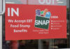 Taxpayer Cash Vanishes In Party Store Plot Sign stating acceptance of EBT food stamp benefits