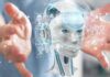 AI Spending Panic Hits Wall Street robot head hologram between outstretched hands