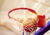 Basketball going through a hoop