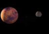 50-Year Mars Shock: Positive Test Vanishes A depiction of Mars and its moon in outer space