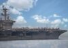 Ceasefire Shattered: Trump Strikes Back Aircraft carrier sailing with jets on deck