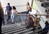 Students walking on a school staircase