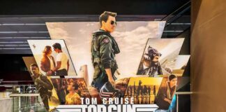 Movie theater display for an aviation action film
