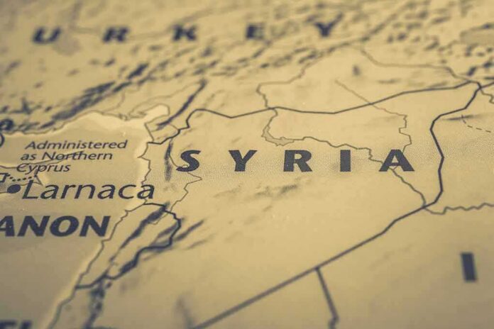 Map close-up of Syria and surrounding regions