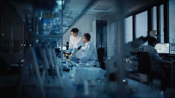 shutterstock_1884612574 Scientists working in a modern laboratory