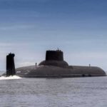 Submarine cruising on calm sea